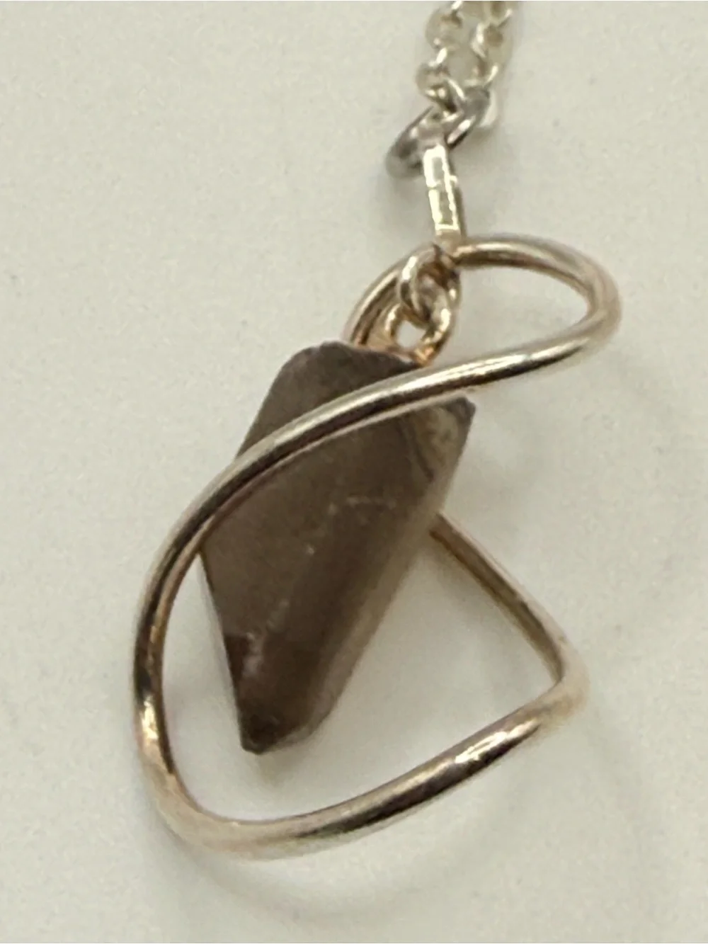Vintage Smoky Quartz Pendant Necklace Silver‎ Tone 18”